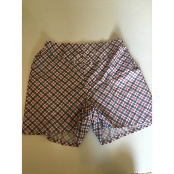 Vintage High Waisted Plaid Shorts Red White and Blue L - Picture 3 of 7